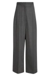 The Row Gordon Wide Leg Wool Pants In Charcoal