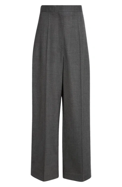 The Row Gordon Wide Leg Wool Pants In Grey