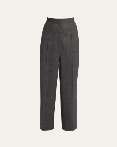 The Row Gordon Wide Leg Wool Pants In Grey