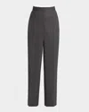 The Row Gordon Wide Leg Wool Pants In Charcoal