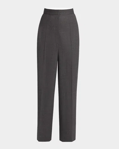The Row Gordon Wide Leg Wool Pants In Grey