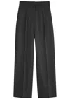 The Row Black Wool Trousers In Charcoal