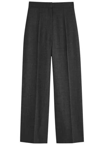 The Row Gordon Wide-leg Wool Trousers In Charcoal