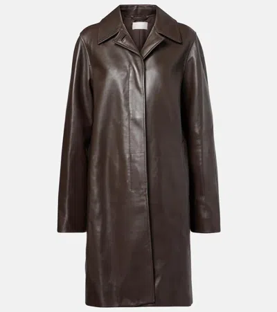 The Row Gracia Leather Jacket In Brown