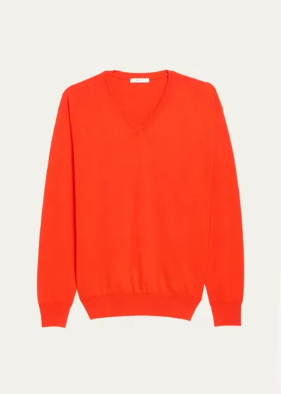 The Row Gracy V-neck Cashmere Sweater In Red
