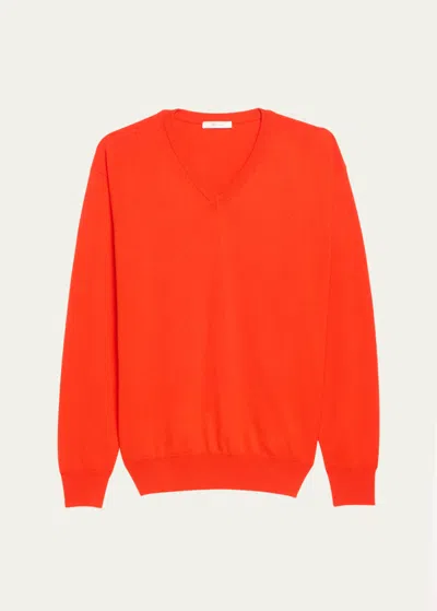 The Row Gracy V-neck Cashmere Sweater In Firetruck