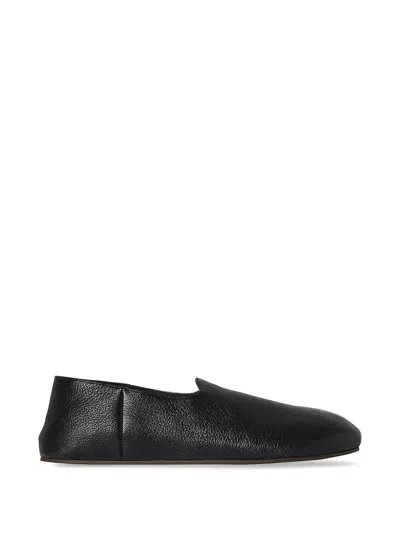 The Row Grained-leather Slippers In Black
