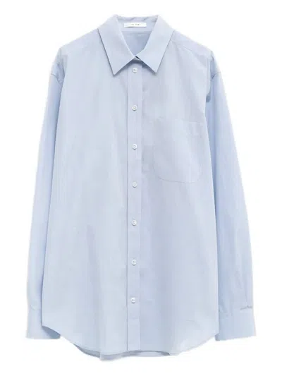The Row Granada Cotton Shirt In Blue