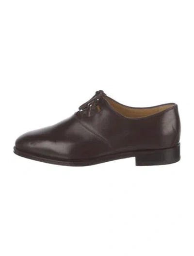 Pre-owned The Row Grant Leather Oxfords In Black
