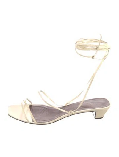 Pre-owned The Row Graphic Strap Leather Gladiator Sandals In Neutral