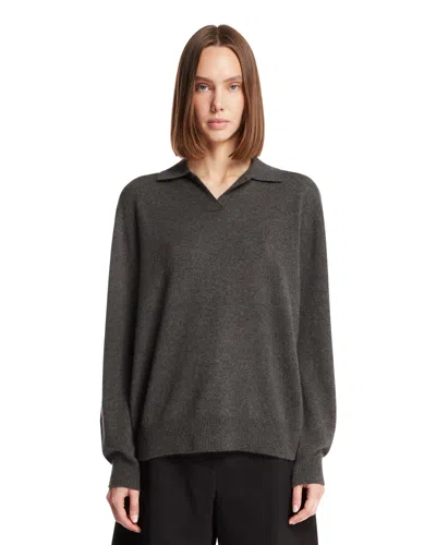 The Row Charcoal Cashmere Oashi Polo Shirt In Multi