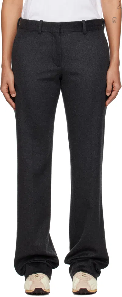 The Row Gray Selvie Trousers In Ccm Charcoal Melange
