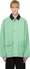 The Row Cotton Jacket With Long Sleeves And Front Pockets In Green