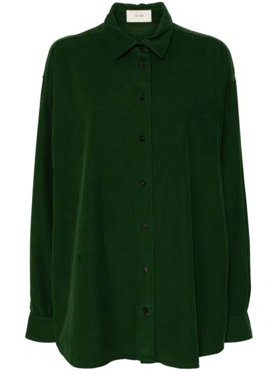 The Row Penna Oversized Cotton-corduroy Shirt In Green