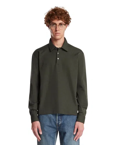 The Row Reyes Polo Shirt In Wool-silk Knit In Gray
