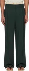 The Row Pantalone Silas Dalla Gamba Ampia Verde Bottiglia In Lana E Viscosa  Uomo In Dgn Dark Green