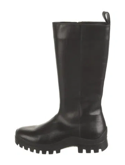 Pre-owned The Row Greta Leather Moto Boots In Black