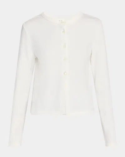 The Row Gretas Cotton Crewneck Cardigan In Black