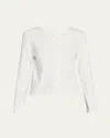 The Row Gretas Cotton Crewneck Cardigan In White