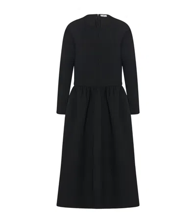 The Row Gretchen Wool Midi Dress In Black