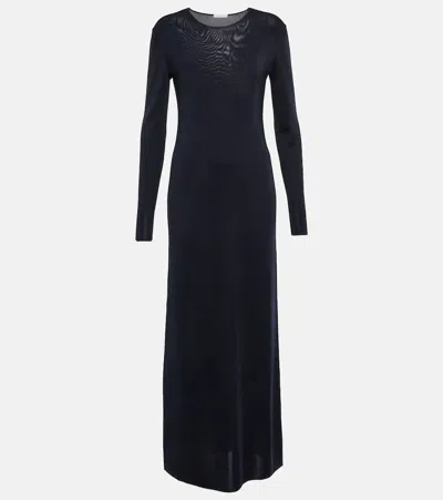 The Row Grete Maxi Dress In Dark Navy