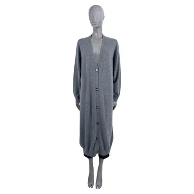 Pre-owned The Row Grey Cashmere Armando Long Knit Coat Jacket M In Gray