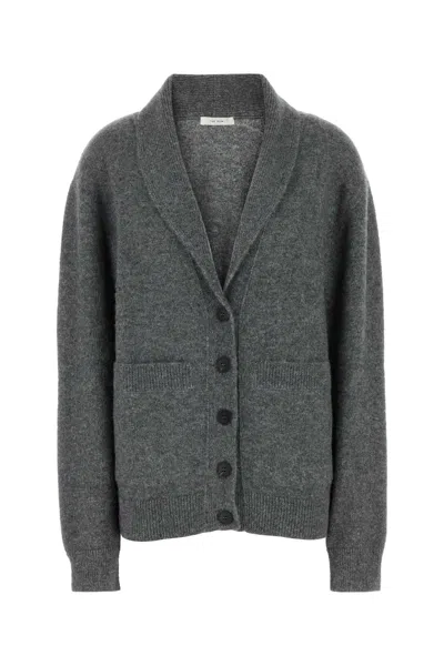 The Row Grey Silk Blend Irona Cardigan