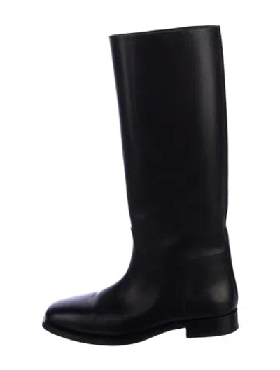 Pre-owned The Row Grunge Leather Riding Boots In Black