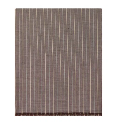 The Row Guel Cotton Stripe Scarf In Gray