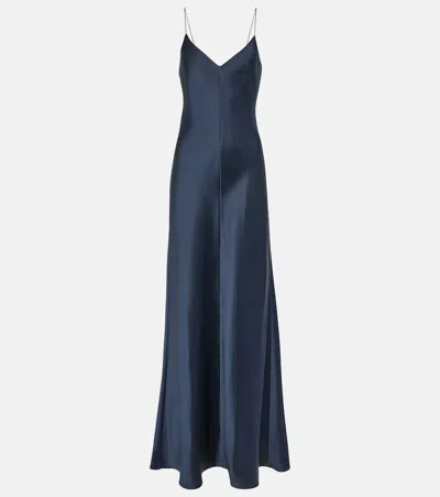 The Row Guinevere Silk Satin Slip Dress In Blue