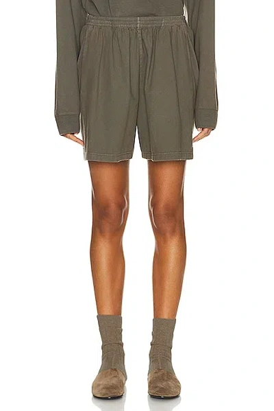 The Row Gunty Cotton Jersey Shorts In Grey,khaki