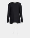 The Row Guri Ribbon Back Brushed Cashmere Top In Black