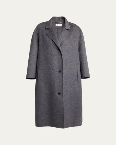 The Row Gustaf Cashmere-silk Single-breasted Coat In Gray