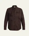 The Row Gwena Sheep Shearling Shirt Jacket In Brown