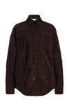 The Row Gwena Suede Shirt Jacket In Brown