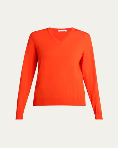 The Row Haius V-neck Wool Sweater In Firetruck