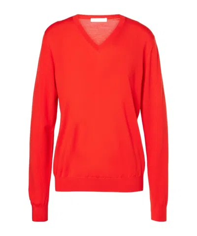 The Row Lightweight Wool Sweater Haius In Red