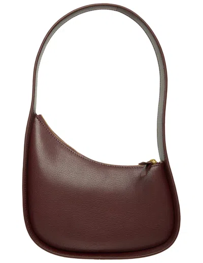 The Row Half Moon Leather Bag In Burgundy