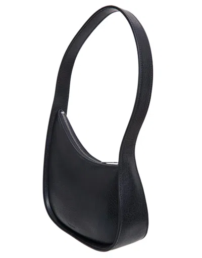 The Row Half Moon Leather Bag In Navy Blue