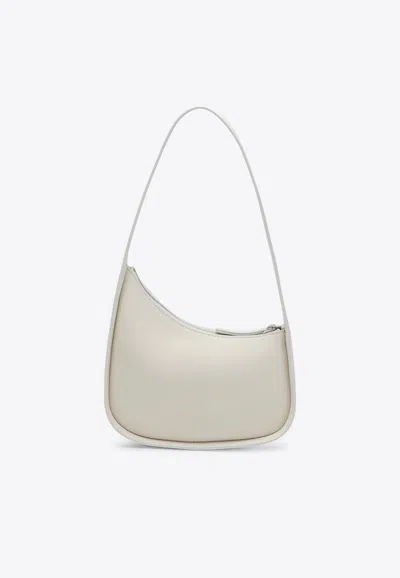 The Row Half Moon Leather Shoulder Bag In White