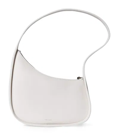 The Row Half Moon Leather Shoulder Bag In White