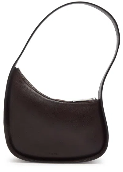 The Row Half Moon Leather Top Handle Bag In Brown
