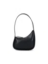 The Row Half Moon Grained Leather Shoulder Bag In Black  