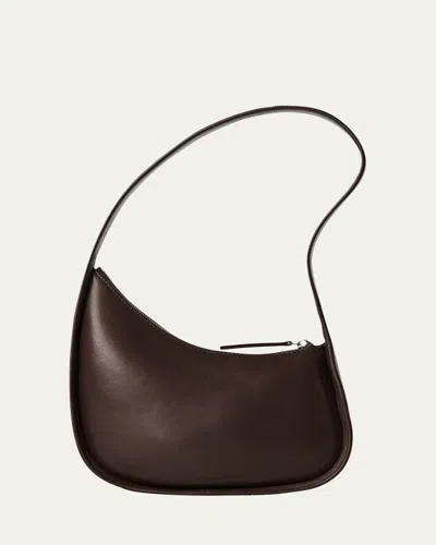The Row Half Moon Shoulder Bag In Silk Leather In Brown