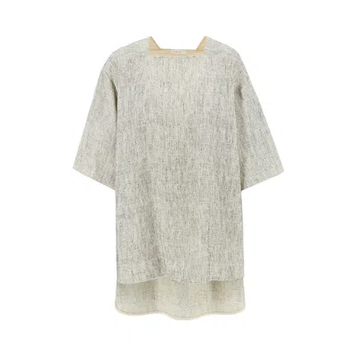 The Row 'hamza' Linen And Silk Top In Gray