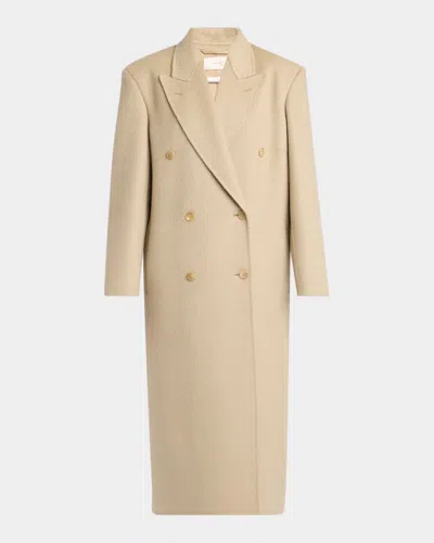 The Row Hariet Cashmere Double-breasted Coat In Gray