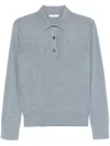 The Row Harlette Cashmere Polo Sweater In Blue