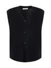 The Row Harrell Wool Knit Vest In Black