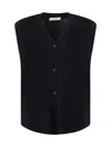 The Row Harrell Wool Knit Vest In Black