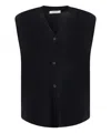 The Row Harrell Wool Knit Vest In Black